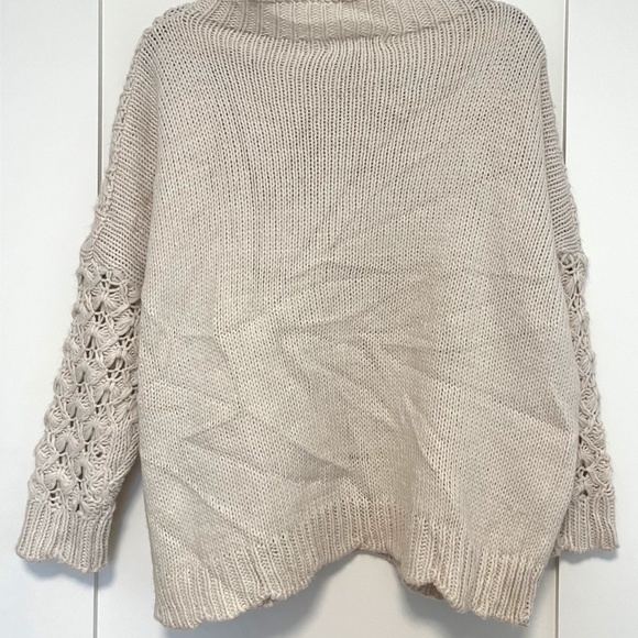 Lemonwood Cream Cable Knit with Open Weave Sweater Oversized neutral - Picture 4 of 5